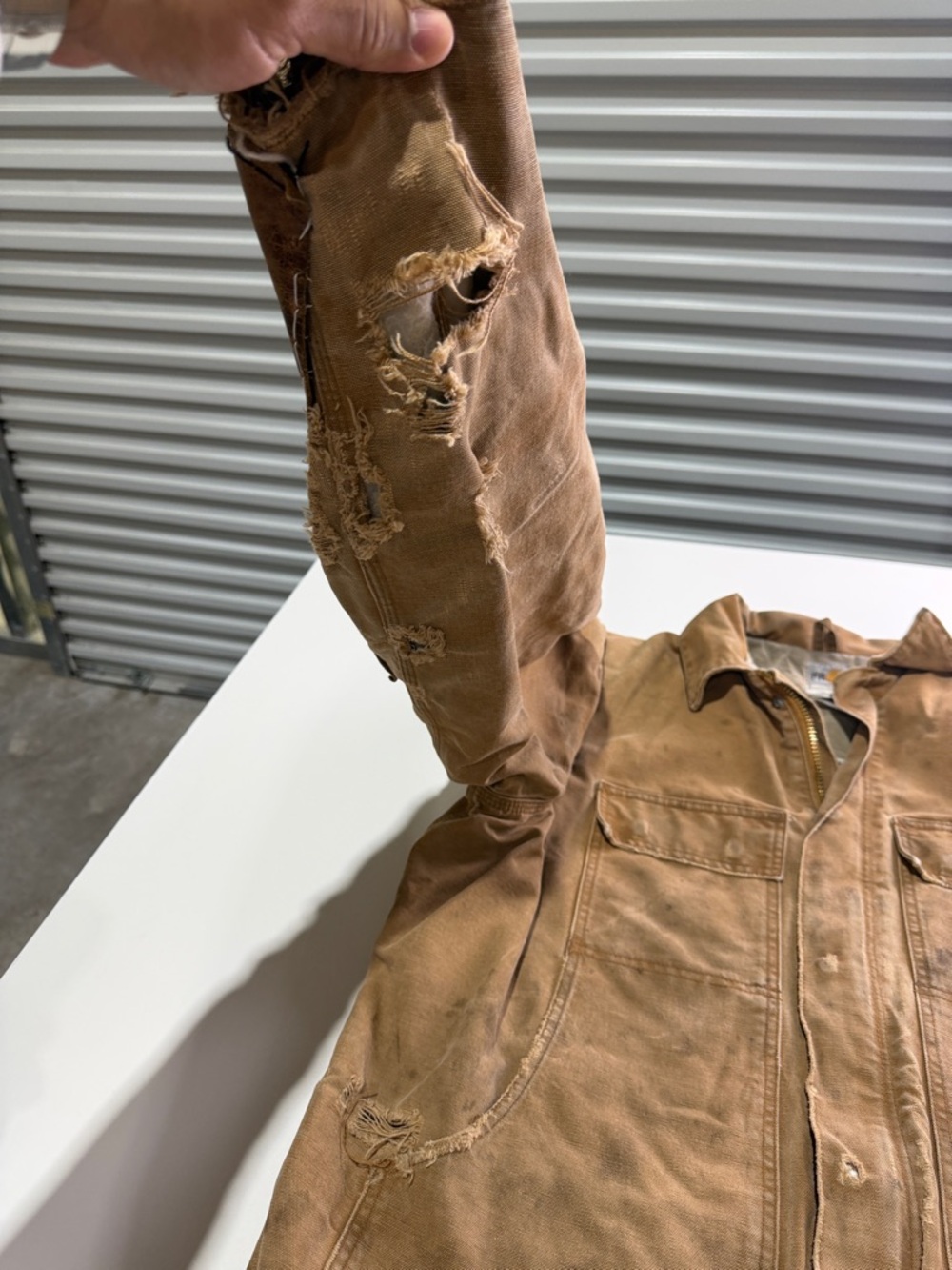Carhartt x MadMax style Tan/Brown Duck Canvas Work Jacket with Elbow Patch XL - Picture 3 of 13
